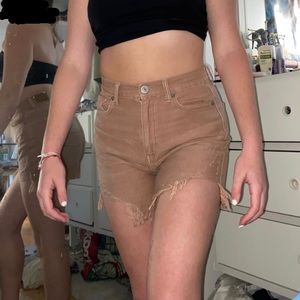 Light brown High waisted shorts.
